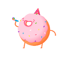 GIF party stickers, happy birthday, transparent, best animated GIFs donut, food, excited, celebrate, free download party sticker, happy, party, birthday, whatever 