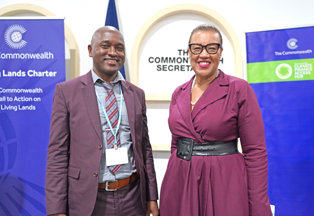 Dr Oldman Koboto with Commonwealth Secretary-General Patricia Scotland Dr Oldman Koboto with Commonwealth Secretary-General Patricia Scotland