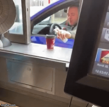 Maniac Spray Sanitizing Drive-Thru Coffee Cup, Tosses Lid Back ...