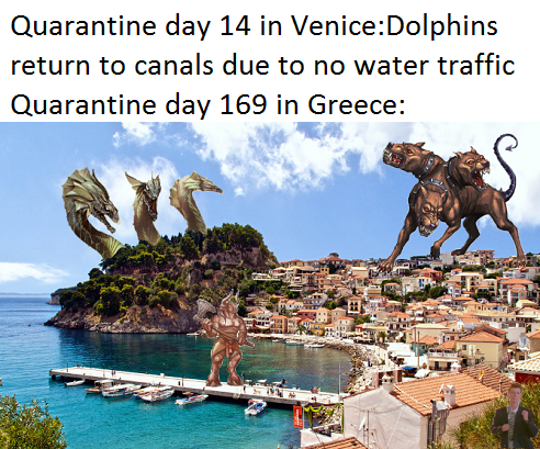 Quarantine day 14 in Venice:Dolphins return to canals due to no water traffic Quarantine day 169 in Greece: Parga Adaptation Organism