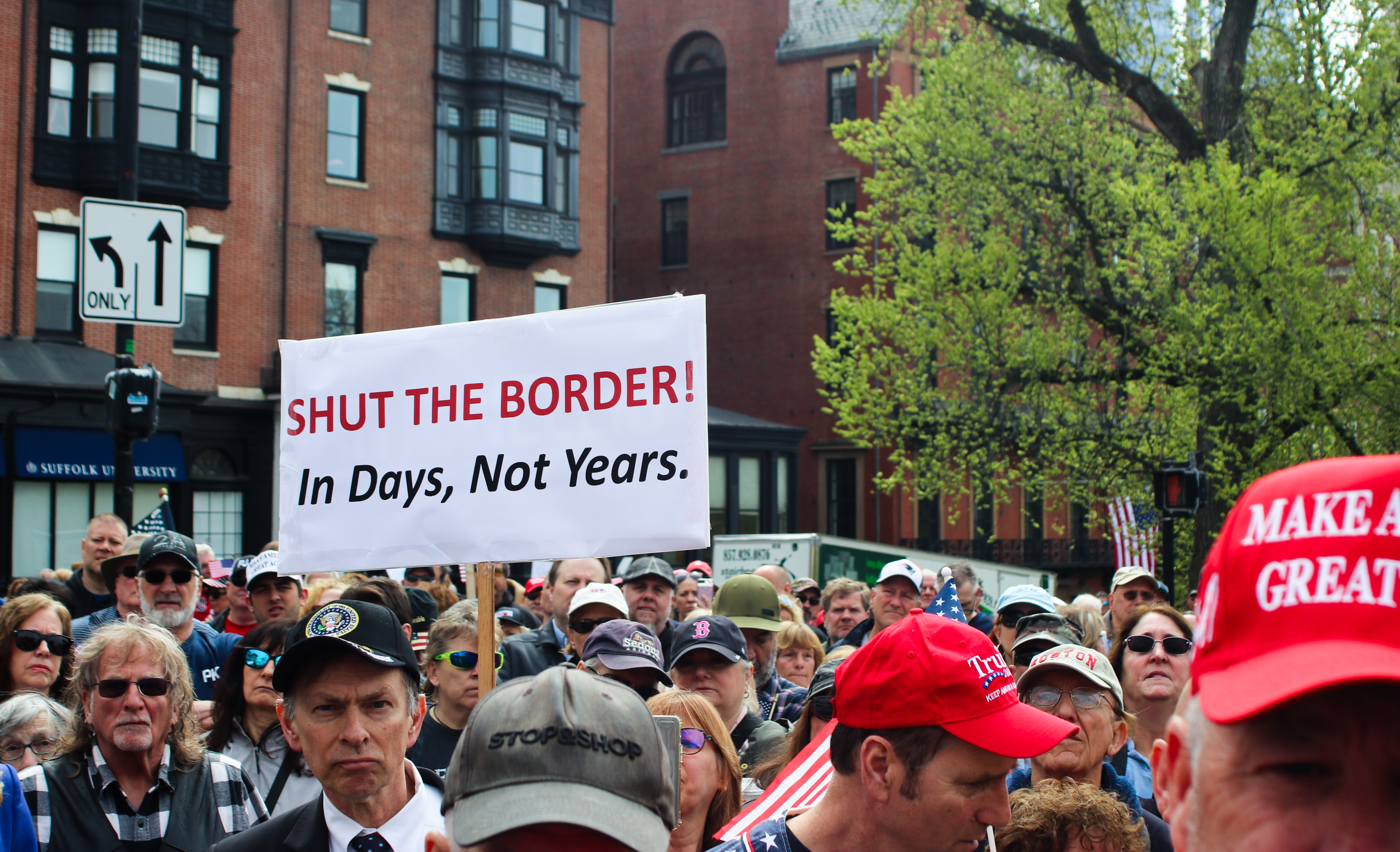 ‘Close the Border’ Rally in Boston Draws a Crowd of Protesters