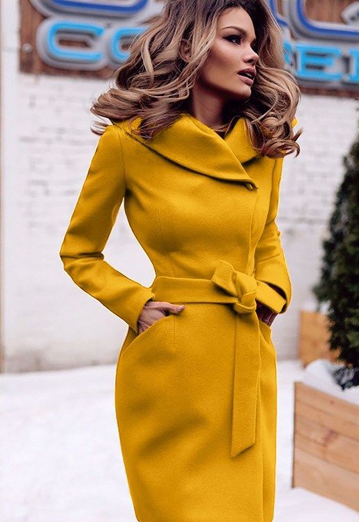 Elegant mustard yellow coat for ladies #for #ladies #WorkJacket