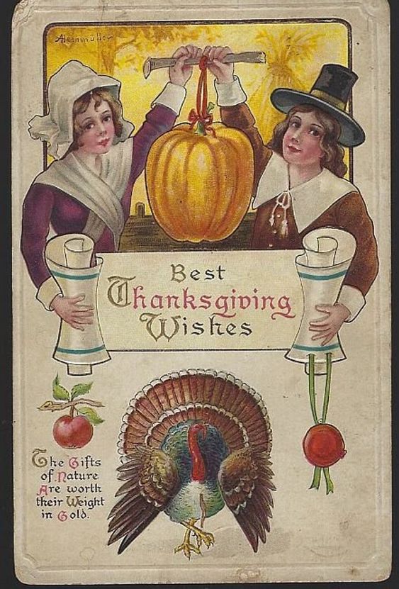 Lot of Three Thanksgiving Wishes Postcards Featuring Pilgrims | Etsy