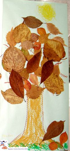 Faire avec les enfants un collage d'arbre avec feuilles d'automne