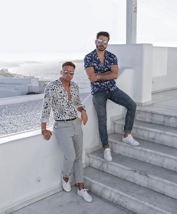 Made it to Mykonos  with the homies @carl_cunard and @reecechapman (behind the ). See more of the @myconiankyma hotel in my Story