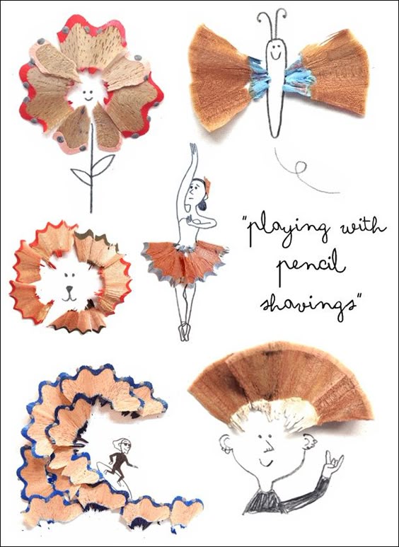 playing with pencil shavings