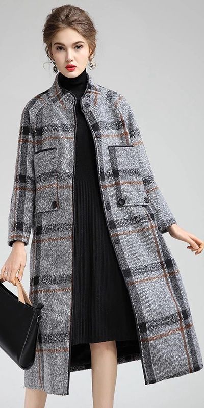 Women Elegant Plaid Loose Long Woolen Coat Casual Outfits Y760 - #Casual #Coat #Elegant #Long #Loose #Outfits #plaid #women #Woolen #Y760