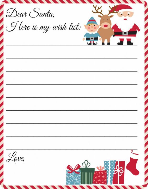 Free Printable Letter to Santa Template ~ Cute Christmas Wish List