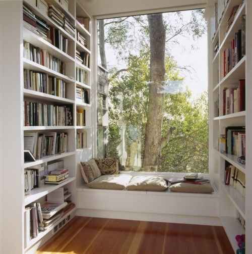 "This peaceful book nook. | 22 Things That Belong In Every Bookworm's Dream Home" I want one