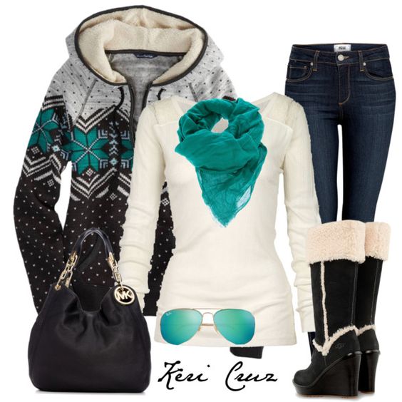 Super cute cold weather outfit!  Not that it's realistic for the tropics ;-) I just like that it's cute