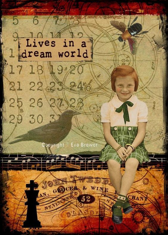 Lives in a dream world original collage altered art by magymai711, $5.00