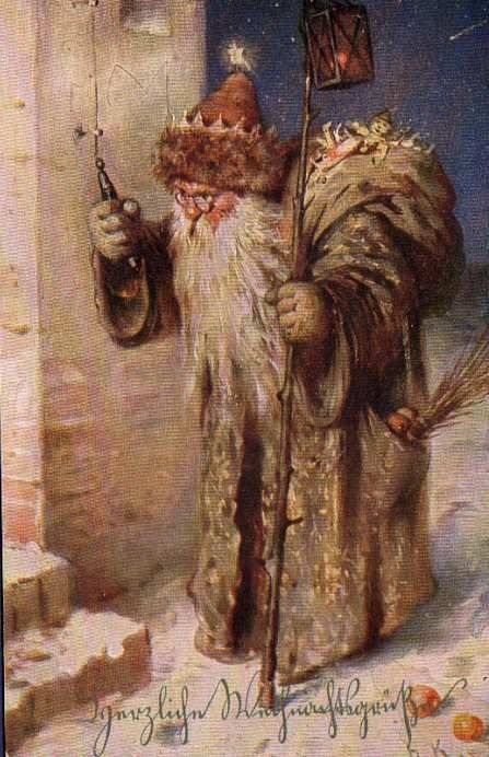 Santa and Lantern Ringing Bell Found In Old Book