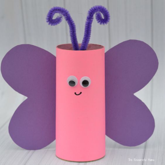 Reuse paper rolls to make this toilet paper roll butterfly craft. Kids can make them as a craft for Valentine's Day, spring, summer, or a butterfly unit.