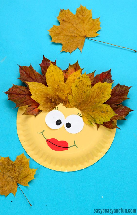 Leaf Face Paper Plate Craft for Kids