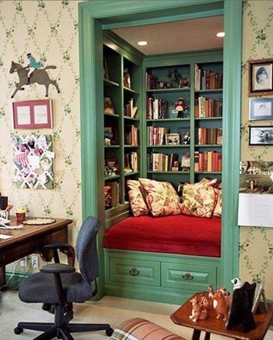 I couldn't choose between a closet or a personal library but man, how cute is this nook?