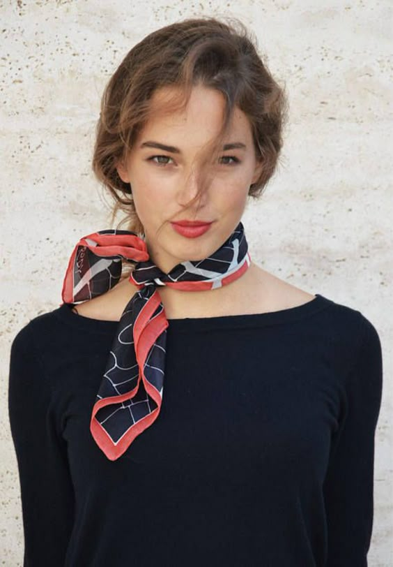 Geometrische Seidenschal Stadt Neckkerchief schwarz