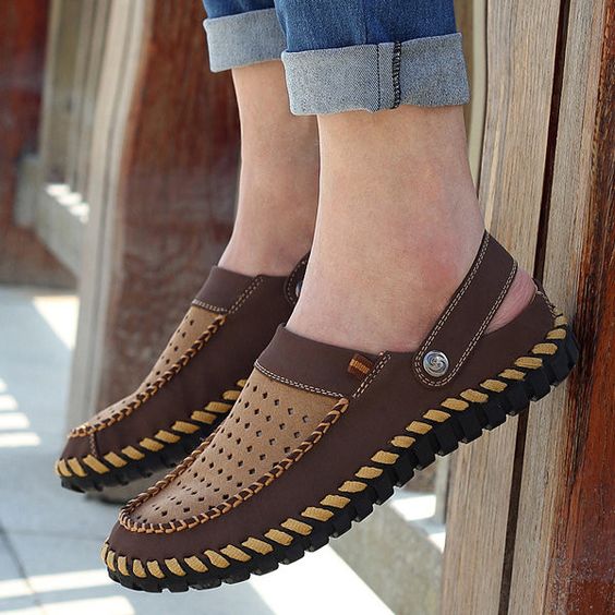 Brand: No Shoe Type: Casual Shoes Toe Type:Round Toe Closure Type: Slip On Gender: Male Occasion: CasualSeason: Spring Summer Autumn Color: Brown Khaki Material: Upper Material: Leather Outsole Material: Rubber Package included: 1*pair of shoes(without box)