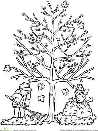 Worksheets: Autumn Tree Coloring Page. Idea for Lily's family tree project in school.