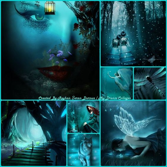 '' Teal (2) '' by Reyhan Seran Dursun fairy fantasy collage