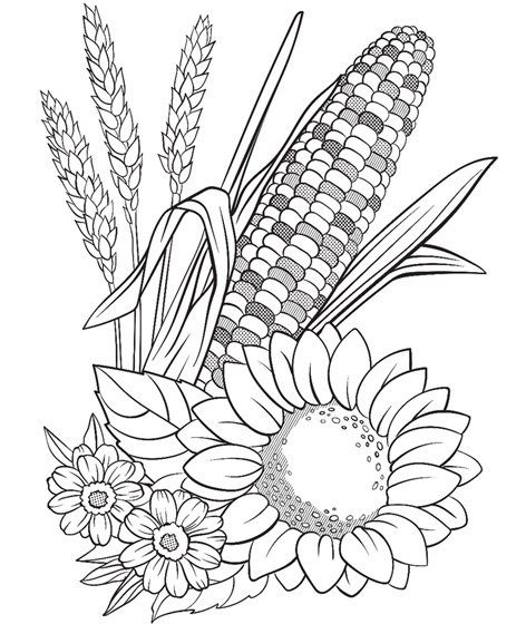 Corn and Flowers Coloring Page | crayola.com