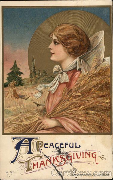 A Peaceful Thanksgiving by artist Samuel L. Schmucker; dated November 1912.
