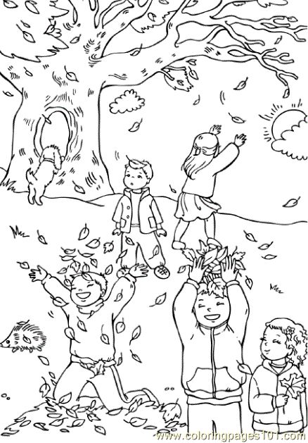 Catching leaves coloring page - Free Printable Coloring Pages