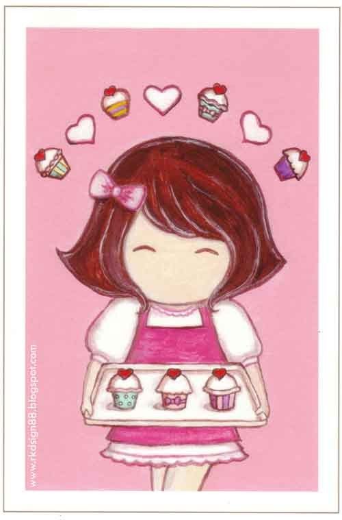 Cupcake girl art....so cute just make 9 cupcakes and then little chefs all around