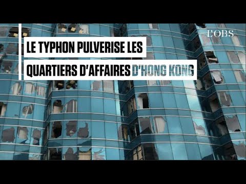 Hong Kong : les quartiers d'affaires dévastés par le super typhon  Mangkhuto