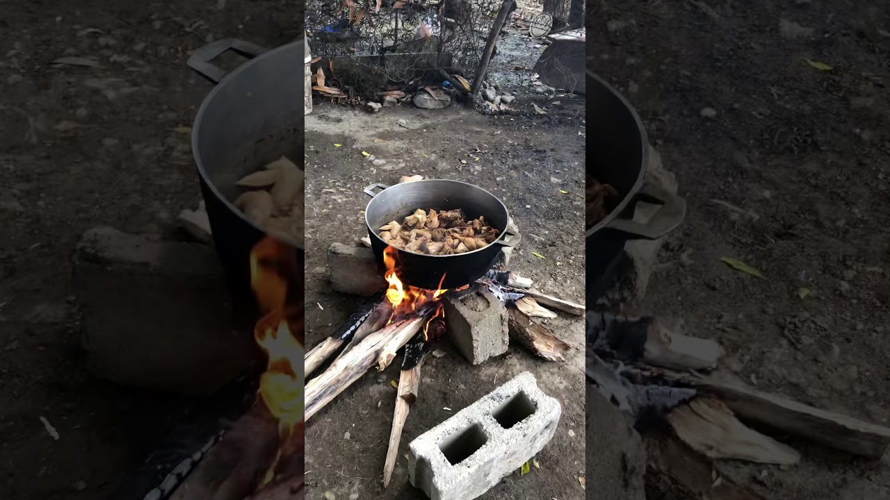 Cooking lunch with fire