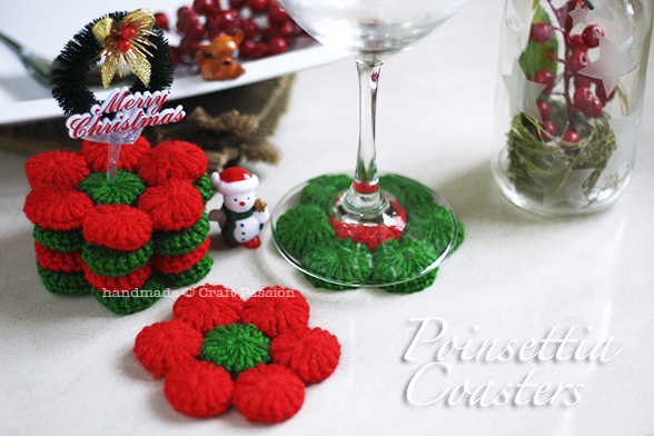 crochet poinsettia coasters
