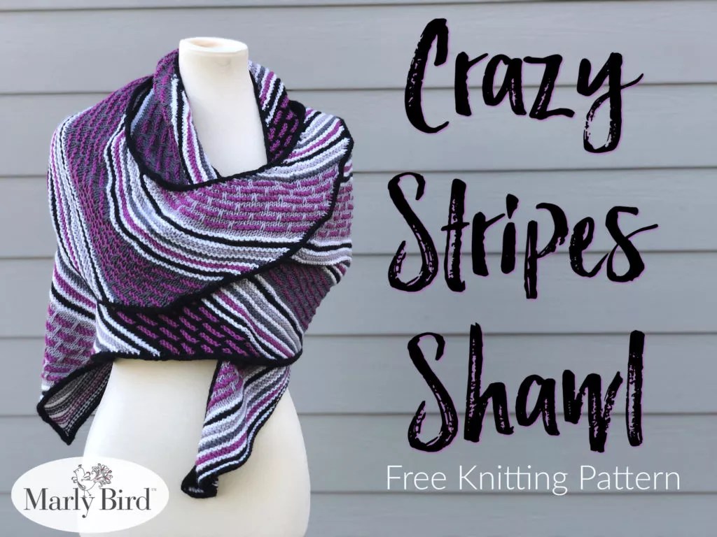 Crazy Stripes Shawl: Crescent Garter Stitch Knit Shawl by Marly Bird