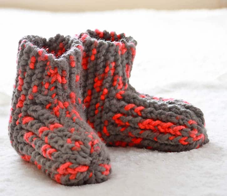 Free Beginner Slippers Knitting Pattern by Gina Michele