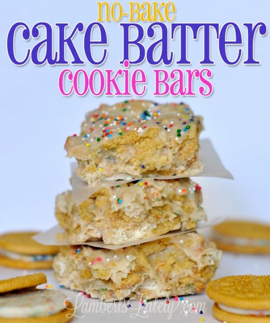No-Bake Cake Batter Cookie Bars...absolutely delicious and ready in just a few minutes!