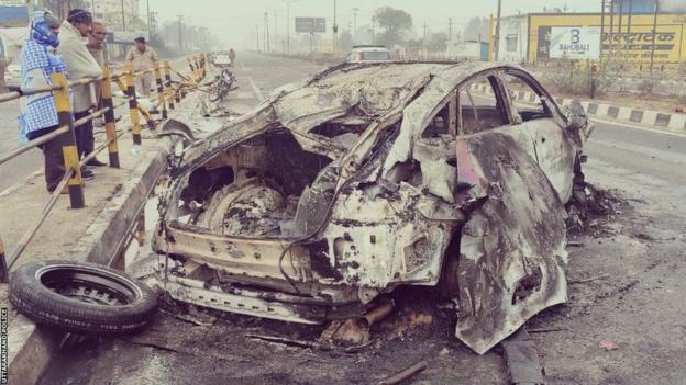 Rishabh Pant's car after the accident