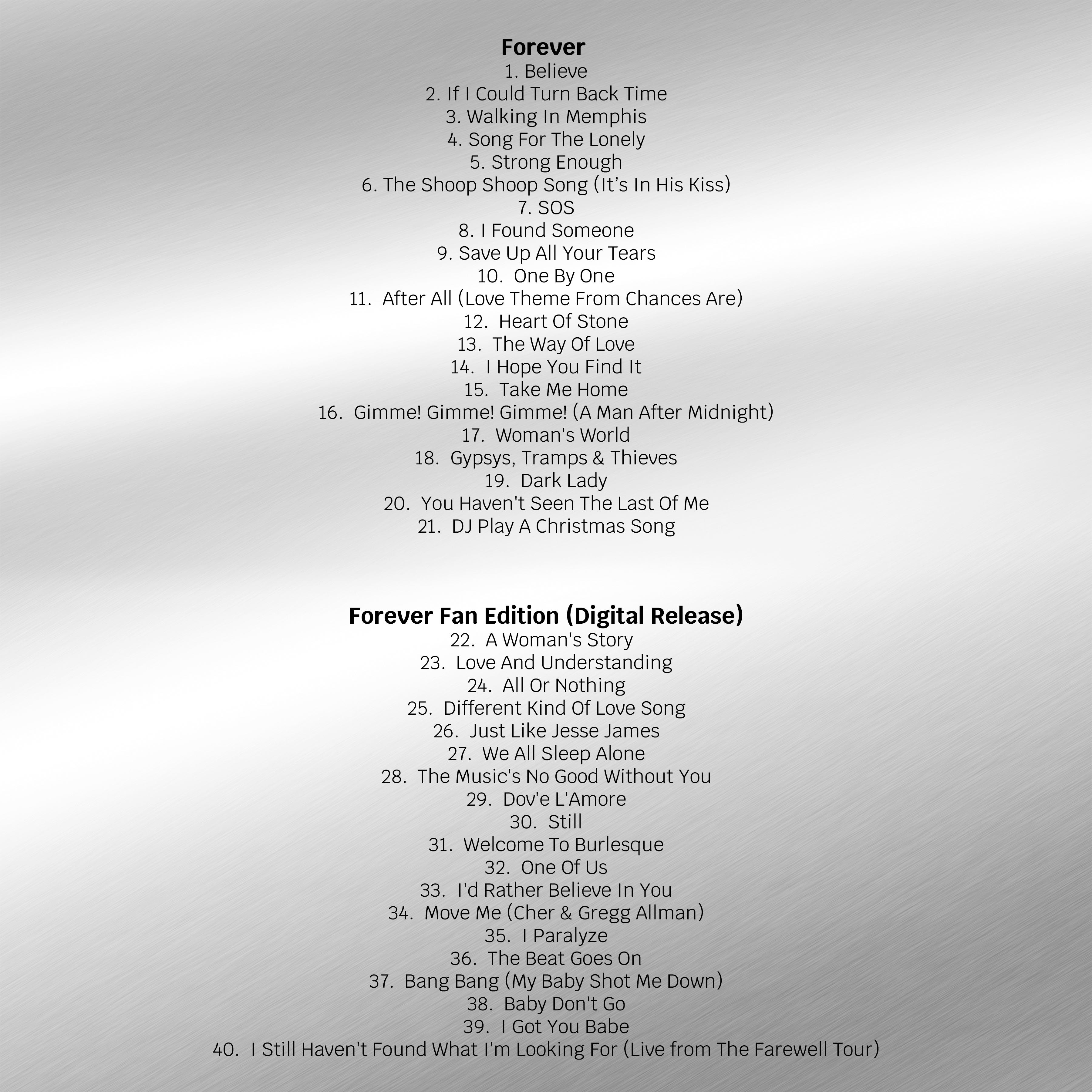 Official Tracklist 'Forever' Image