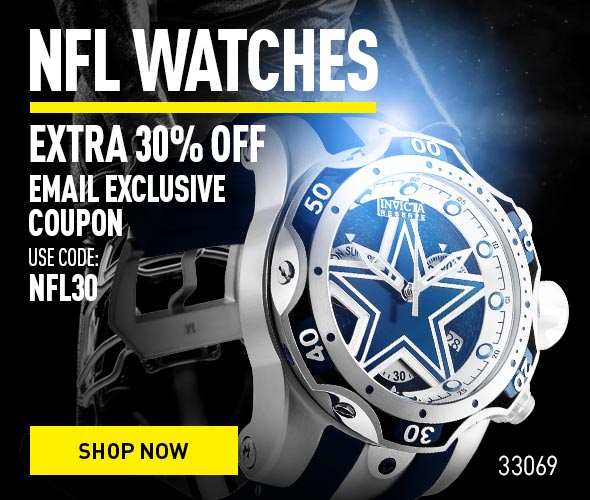 NFL Watches, Extra 30% off, Email Exclusive Coupon. Use Code:NFL 30