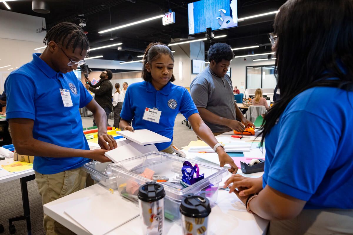 Students work on a project at McDonald's Headquarters