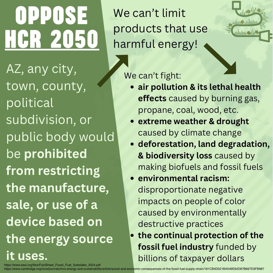 Oppose HCR2050 AZ, any city, town, county is prohibited from restricting any device based on energy source