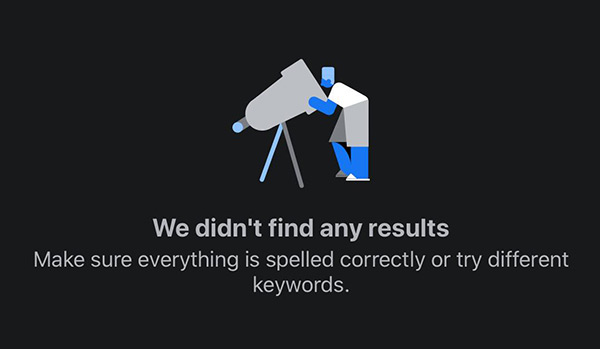 Facebook's 'no results' screen after searching for 'Kyle Rittenhouse'