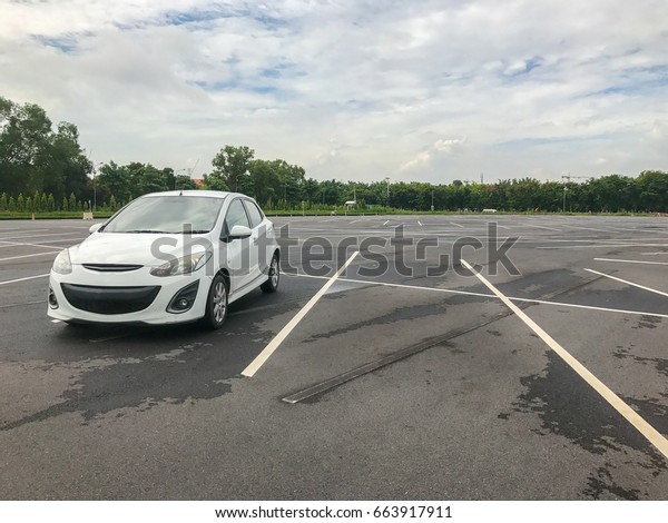 parking lot with one car