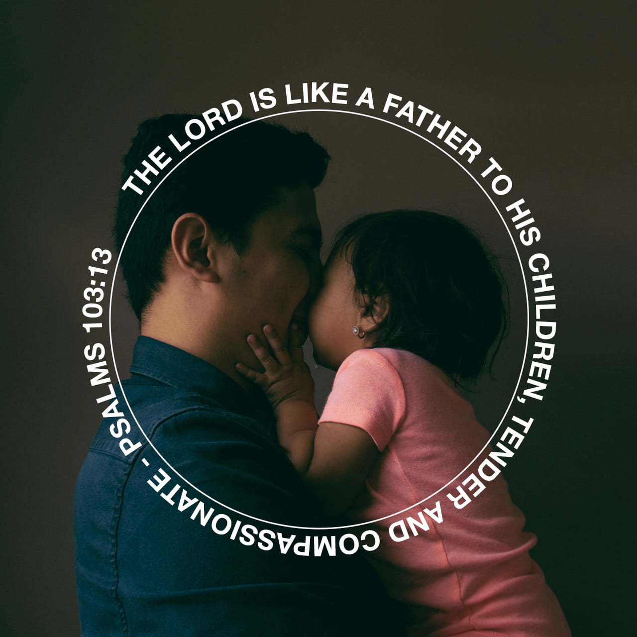 The Lord is like a father to his children, tender and compassionate to those who fear him. - Psalms 103:13 - Verse Image
