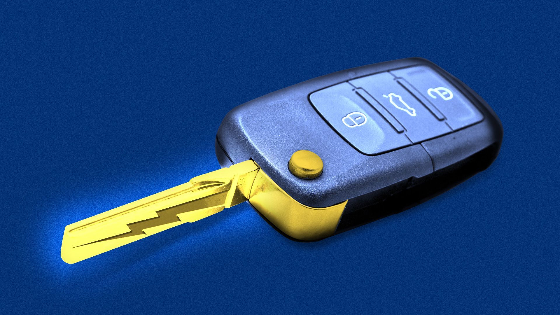 Illustration of a car key with a glowing lightning bolt
