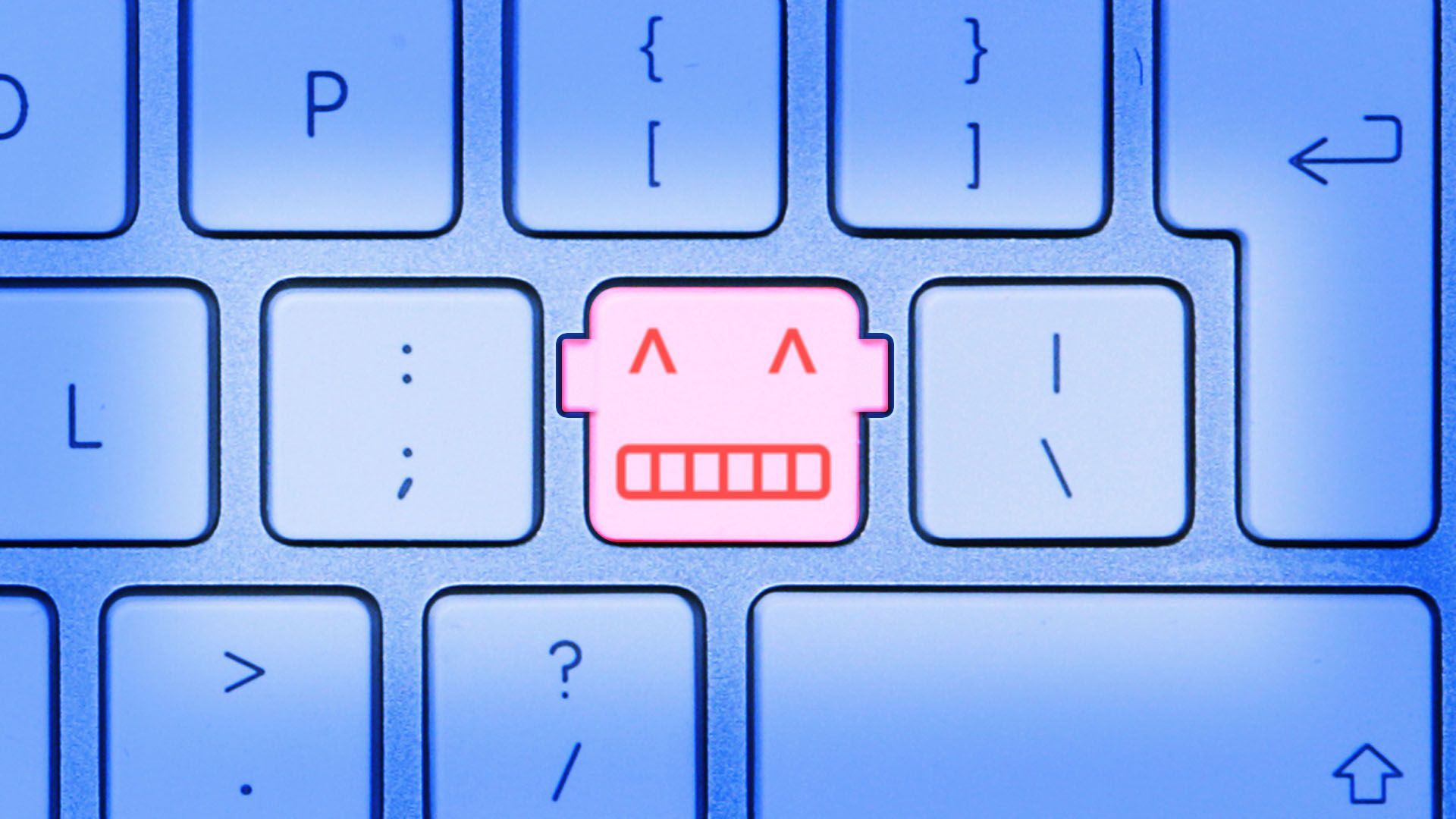 Illustration of a keyboard with a robot-shaped key in the middle