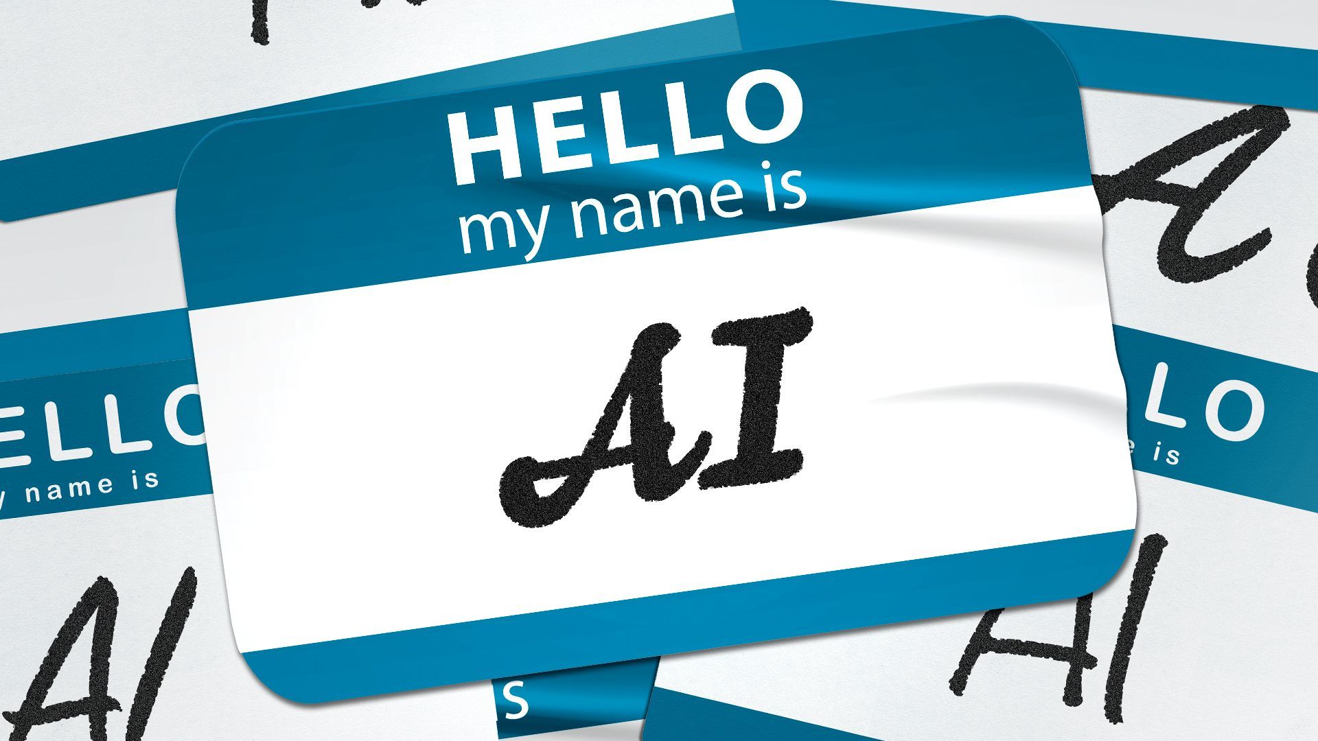 Illustration of multiple name tags that all say 