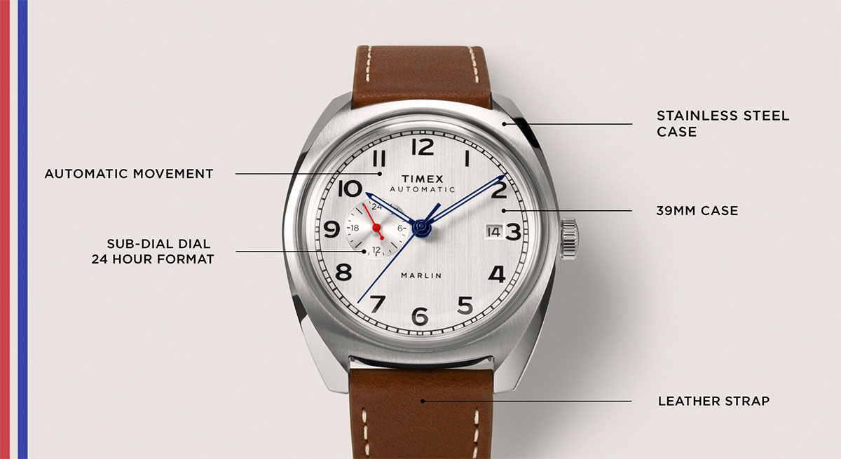 AUTOMATIC MOVEMENT | SUB-DIAL DIAL 24 HOUR FORMAT | STAINLESS STEEL CASE | 39MM CASE | LEATHER STRAP