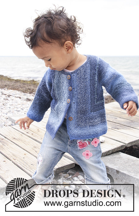 Image result for Knitted domino jacket in garter st for baby and children in DROPS Delight