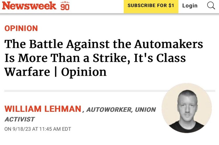 The Battle Against the Automakers Is More Than a Strike, It's Class Warfare | Opinion
WILLIAM LEHMAN , AUTOWORKER, UNION ACTIVIST