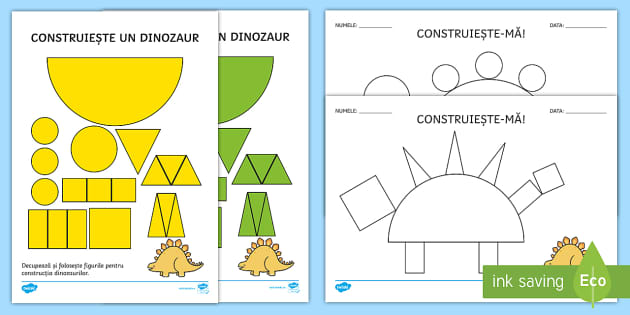Construiește un dinozaur din figuri geometrice Activitate