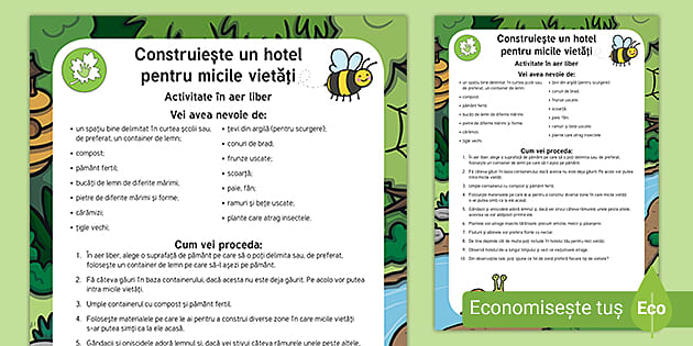 Construiește un hotel pentru micile vietăți - Activitate STEM