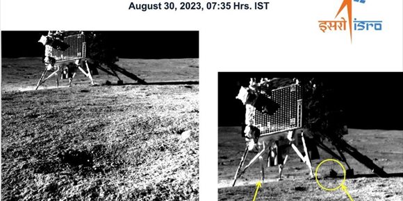 2. Primera imagen del aterrizador indio en el suelo lunar